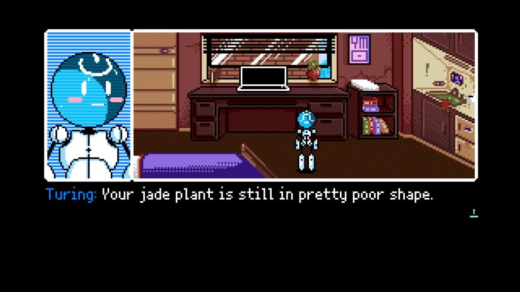 2064 Read Only Memories: A flat containing a robot