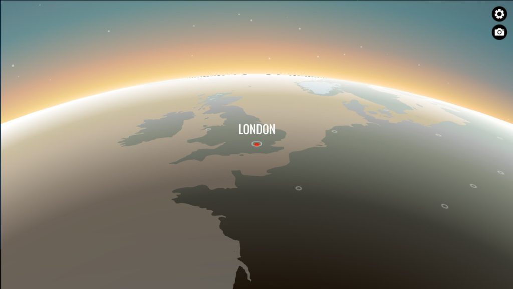 80 Days: A view of the world map with London in the center