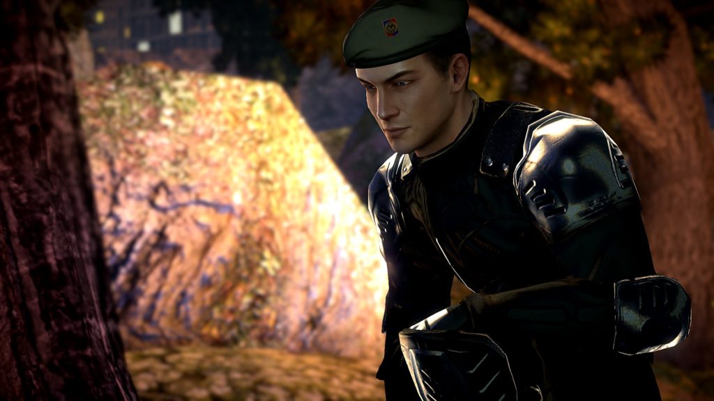 Alpha Protocol: Michael Thornton wearing a green beret