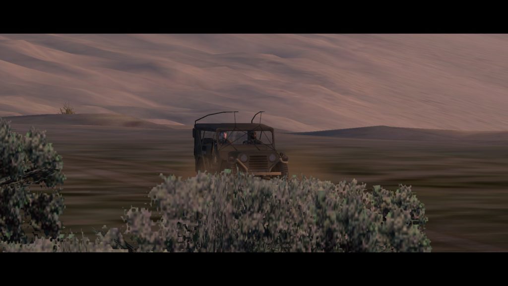 Operation Flashpoint: brown jeep in brown landscape