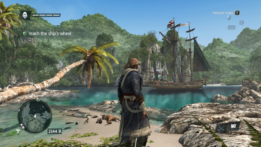 Assassin's Creed IV Black Flag: a pirate looking at a ship