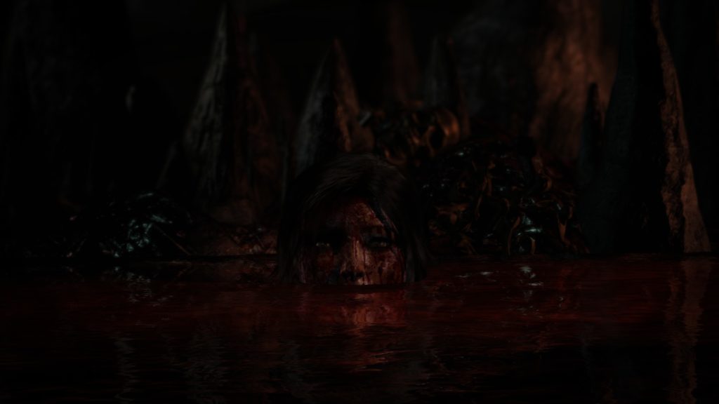 Tomb Raider: Lara bathing in a pool of blood