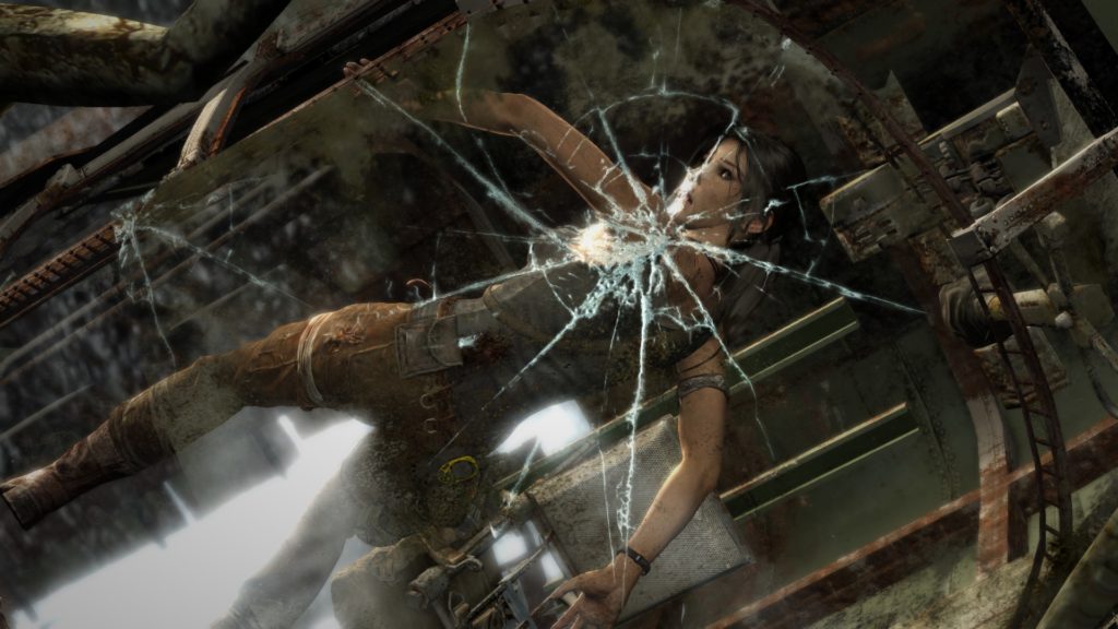 Tomb Raider: Lara on splitting glas screen