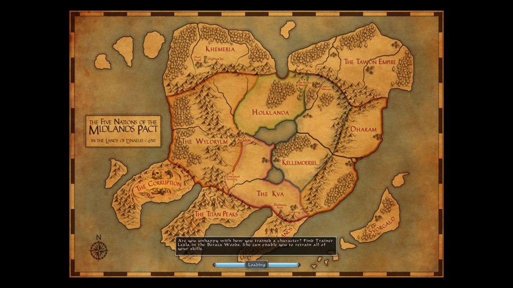 Avadon: The Black Fortress: loading screen showing a map