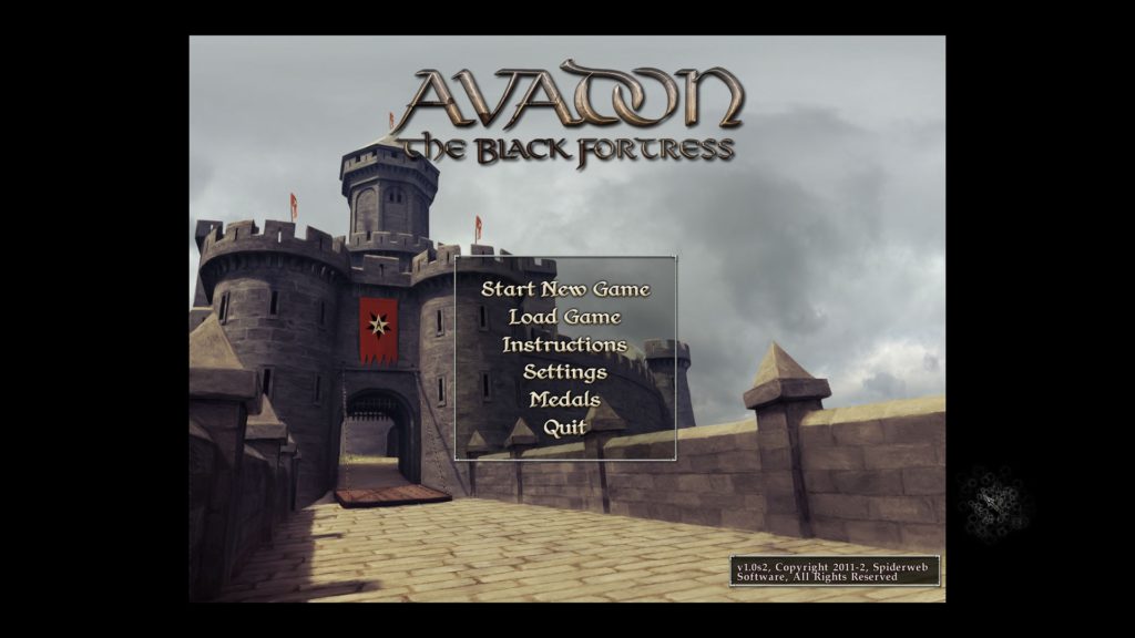 Avadon: The Black Fortress: main menu